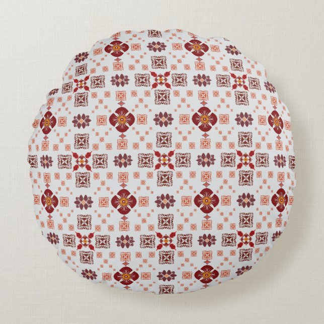 Coussins Ronds Elegant Red Mandala Geometric Bedroom & Home Texti (Devant)