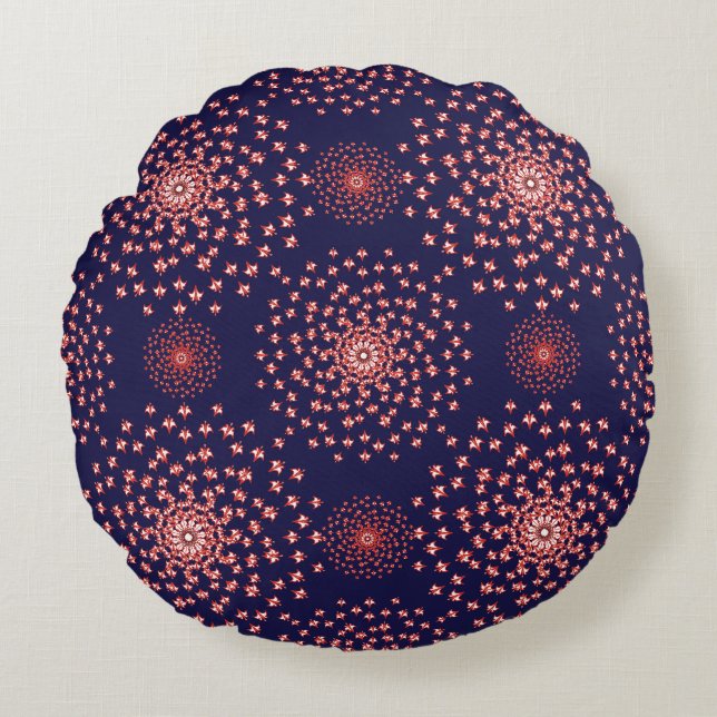 Coussins Ronds Elegant Red Mandala Geometric Bedroom & Home Texti (Devant)
