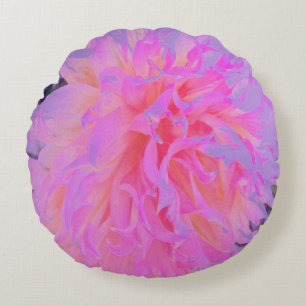 Coussins Ronds Élégant rose chaud et Magenta Dahlia décorative