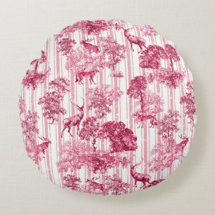 Coussins Ronds Élégant Rustique Rose Toile Français Stripes De Ce