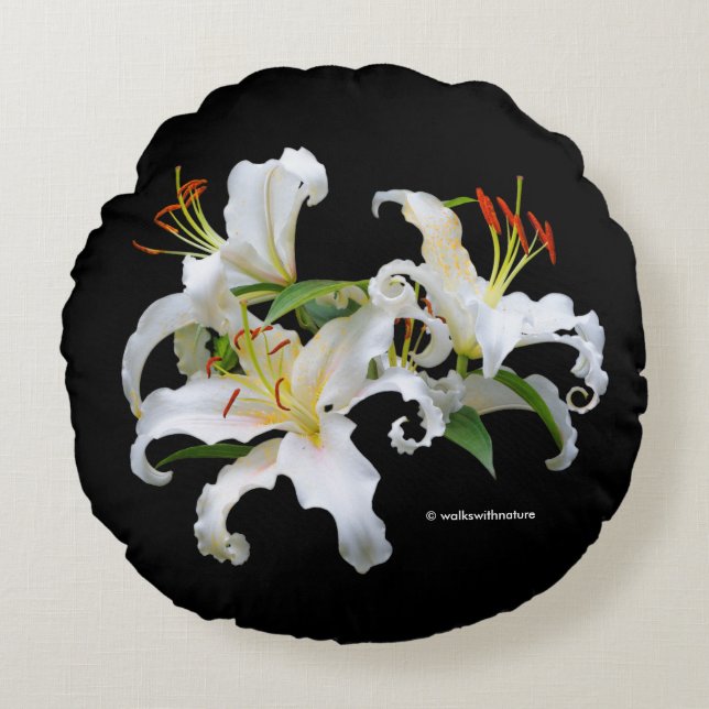 Coussins Ronds Elégante Casablanca White Oriental Lilies (Devant)