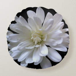 Coussins Ronds Elégante fleur florale blanche Fleur blanche Faisé