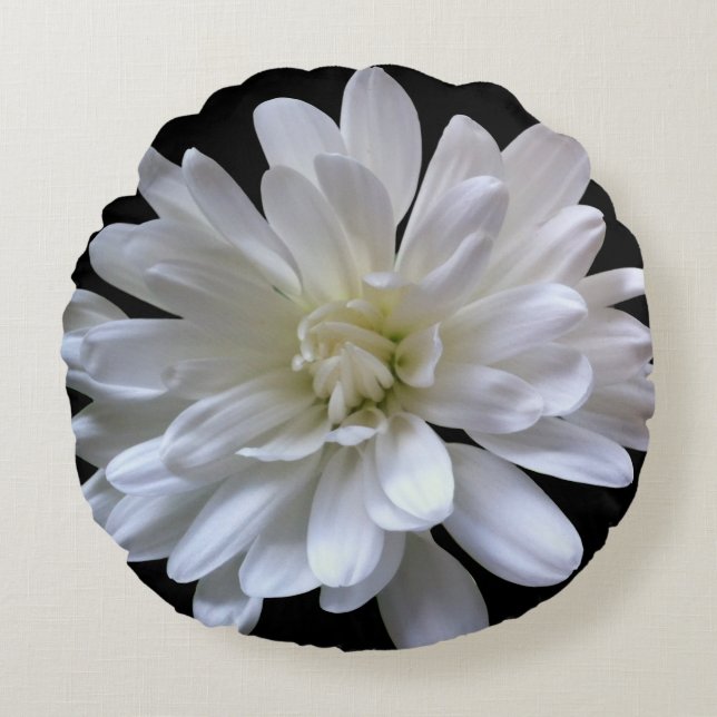 Coussins Ronds Elégante fleur florale blanche Fleur blanche Faisé (Devant)
