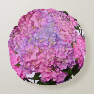 Coussins Ronds Elégante florales violettes roses hydrangées