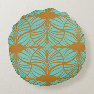 Coussins Ronds Elégante pétoncles Art Déco Turquoise & Gold Gouac