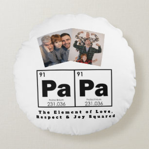 Coussins Ronds Élément de tableau périodique de PAPA, Cadeau pour