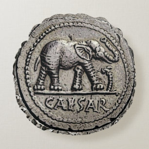 Coussins Ronds Eléphant César Romain Empereur Coin