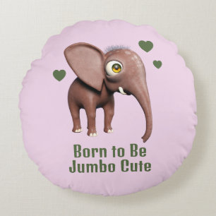 Coussins Ronds Éléphant de bébé mignon personnalisé né pour être
