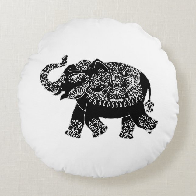 Coussins Ronds Eléphant Floral Mehedi (Devant)