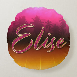 Coussins Ronds Elise Prénom Golden Pink Oreillers