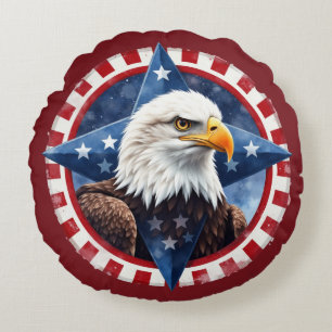 Coussins Ronds Emblème d'aigle patriotique audacieux