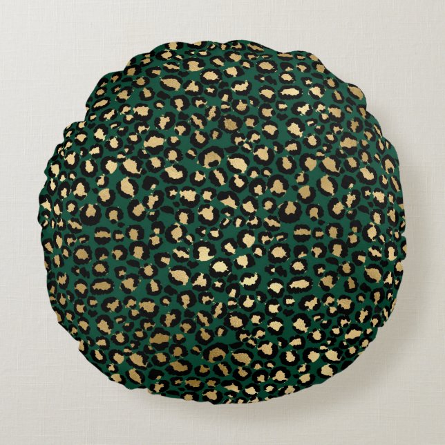 Coussins Ronds Emerald et Gold Safari Series Design 1 (Devant)