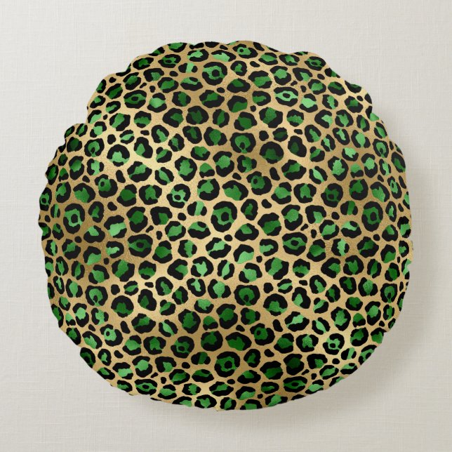 Coussins Ronds Emerald et Gold Safari Series Design 8 (Devant)