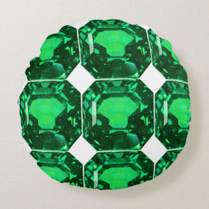 Coussins Ronds Émeraude Motif verte