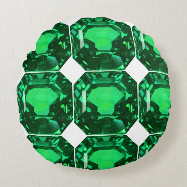 Coussins Ronds Émeraude Motif verte (Devant)