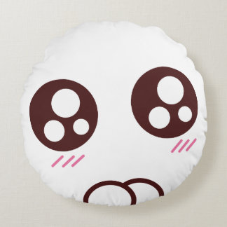 Coussins Ronds Emoji mignon de chaton de Kawaii