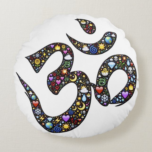 Coussins Ronds Emojis drôles mignons de symbole de yoga de (Devant)