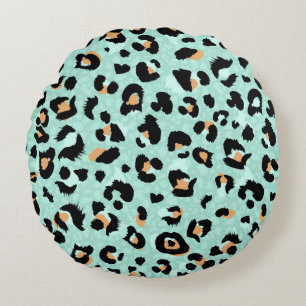 Coussins Ronds Empreinte de léopard, motif animal