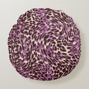 Coussins Ronds Empreinte de léopard, Motif animal classique.