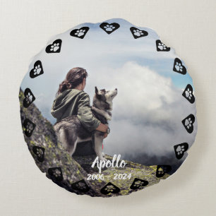 Coussins Ronds Empreintes de l'amour personnalisable Photo Pet Me