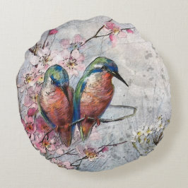 Coussins Ronds En Attente De L'Oiseau De Surfeur Kingfisher