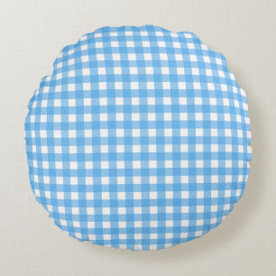 Coussins Ronds En vichy bleu ciel