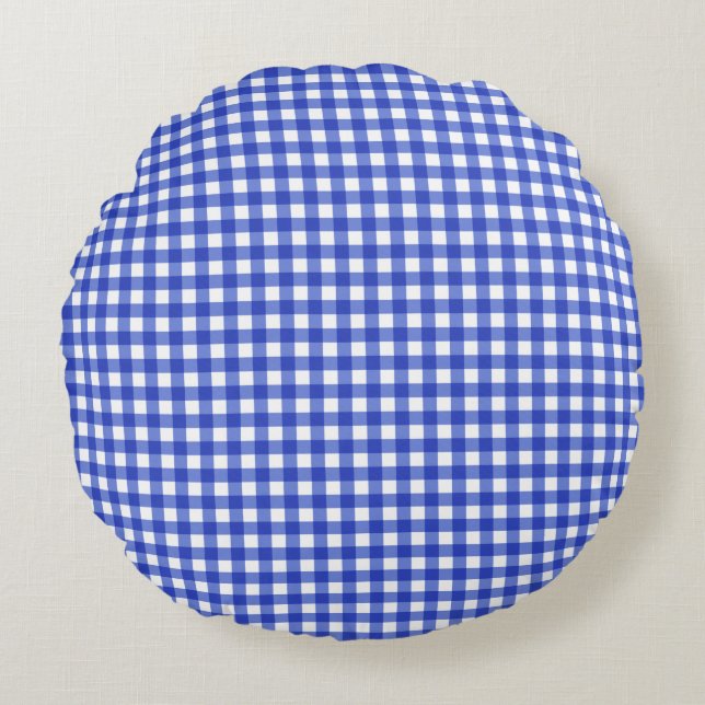Coussins Ronds En vichy bleue (Devant)