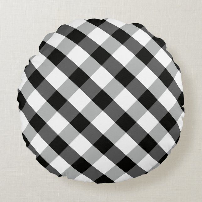 Coussins Ronds En vichy monochrome (Devant)