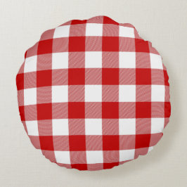Coussins Ronds En vichy rouge et blanc