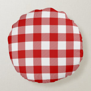 Coussins Ronds En vichy rouge et blanc