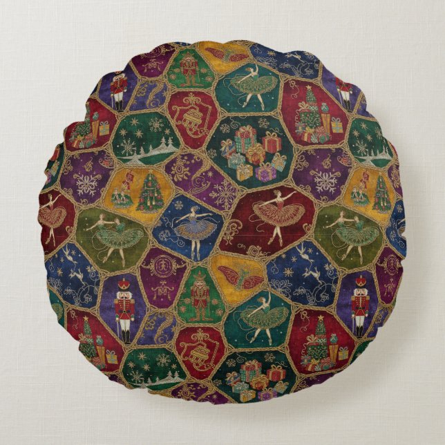 Coussins Ronds Enchanted Nutcracker Ballet Christmas (Devant)