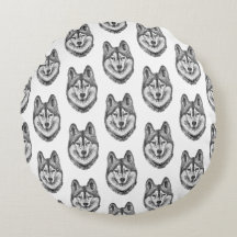 Encre noir et blanc et aquarelle Husky sibérien