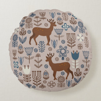 Coussins Ronds Ensemble d'éléments floraux de style scandinave,