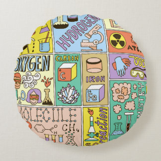 Coussins Ronds Ensemble d'illustrations Vintages de la chimie