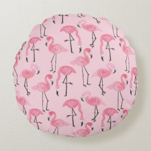 Coussins Ronds Ensemble flamingo rose, motif d'été tropical vin