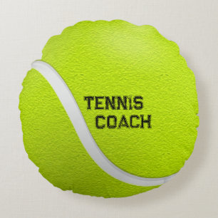 Coussins Ronds Entraîneur de Tennis Personnalisé Bal Jaune