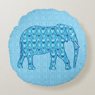 Coussins Ronds Ephène de fleur de Lotus - turquoise