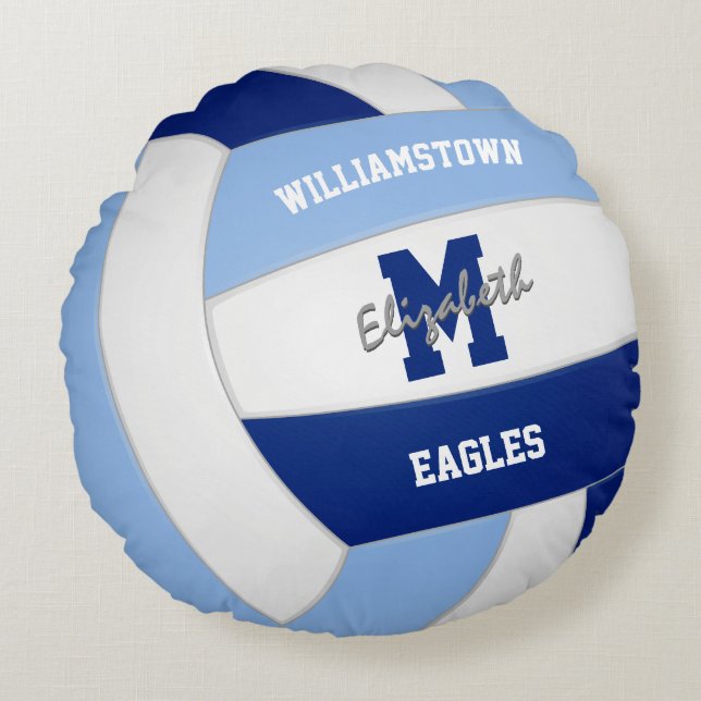 Coussins Ronds Equipe bleu foncé clair couleurs enfants volley (Devant)