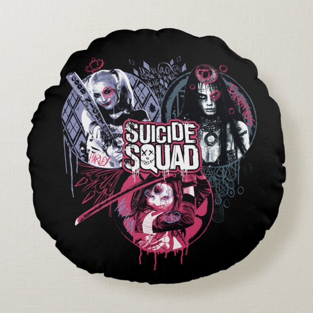 Coussins Ronds Équipe de suicide | Badges Graffiti pour filles de (Devant)