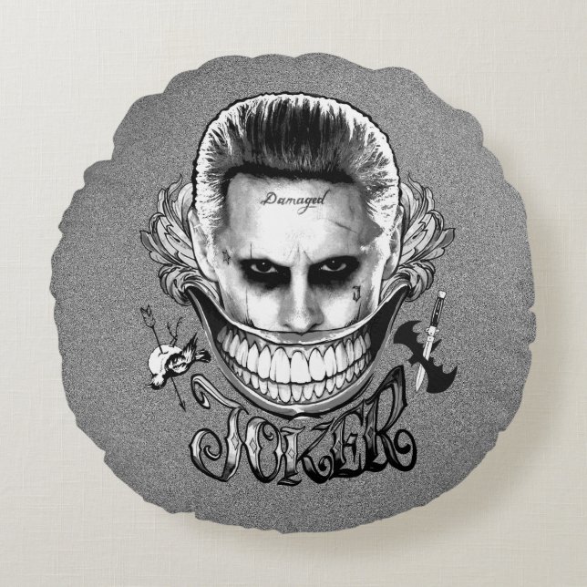 Coussins Ronds Équipe de suicide | Joker Smile (Devant)