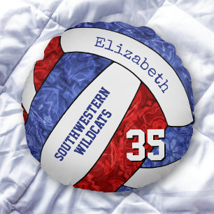 Coussins Ronds équipe de volley-ball des filles bleu rouge
