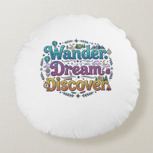 Coussins Ronds  Errer. Rêver. Découvrir. – Voyage Inspirant A