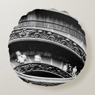 Coussins Ronds Escalier spiral noir et blanc