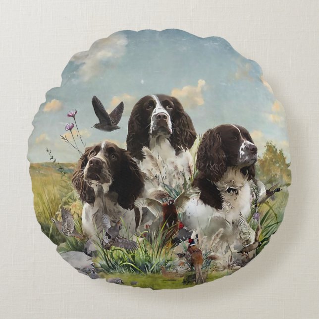 Coussins Ronds Espagnol Springer anglais, Art (Devant)