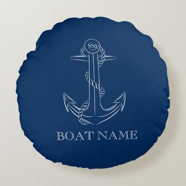 Coussins Ronds Esprit nautique Ancre Marine Bleu (Devant)