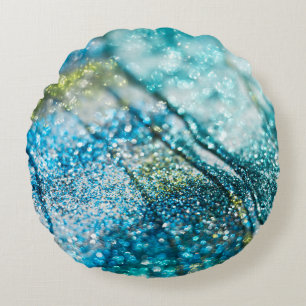 Coussins Ronds Été Tropical Océanique Paillettes Glam 2