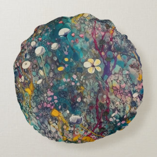 Coussins Ronds Ethereal Fleur sauvage Dreams Design d'art Abstrai