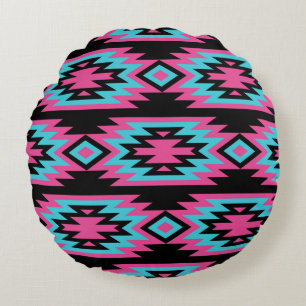Coussins Ronds Ethnic American Indian : Motifs aztèques.