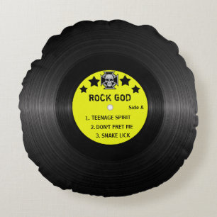 Coussins Ronds Étiquette de disques Rock et Roll Personnalisé J