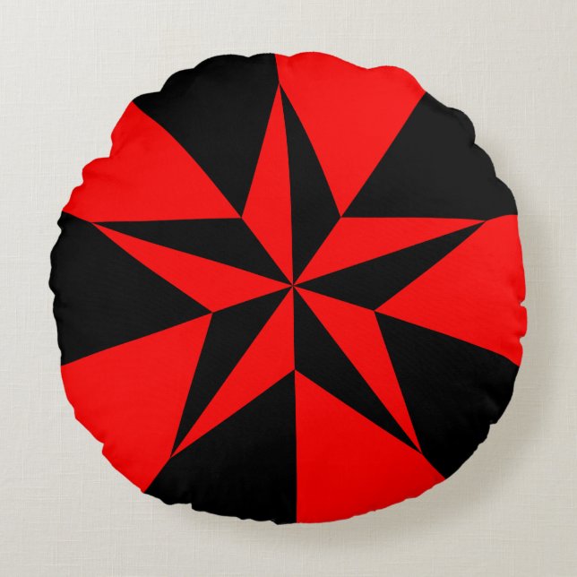 Coussins Ronds Étoile rouge et noire (Drapeau du socialisme liber (Devant)